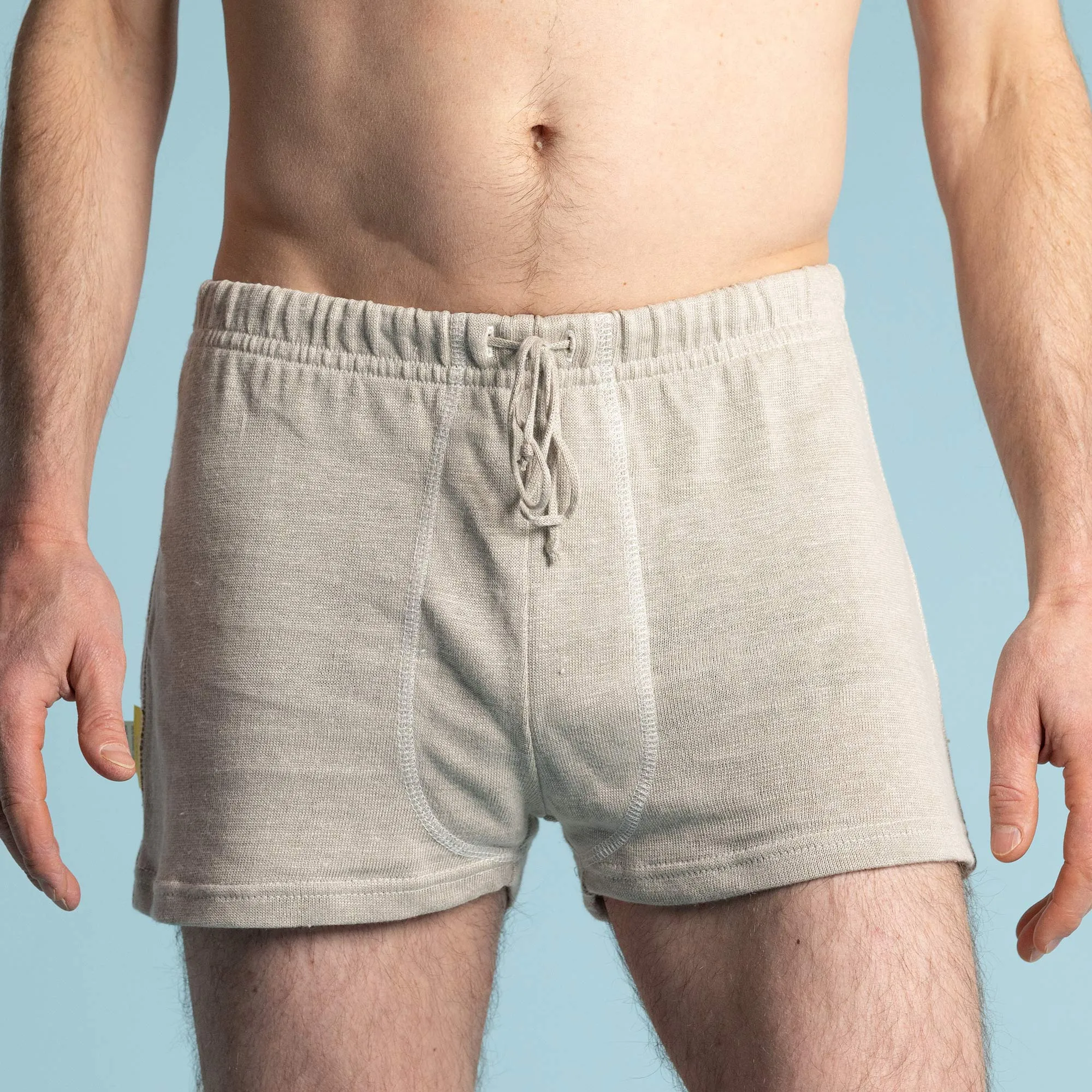 MOZART 100% Organic Linen Knit Boxers (OC Thread, No Polyester, No Nylon, No Synthetics) (Organic Elastic Option, 100% Biodegradable)