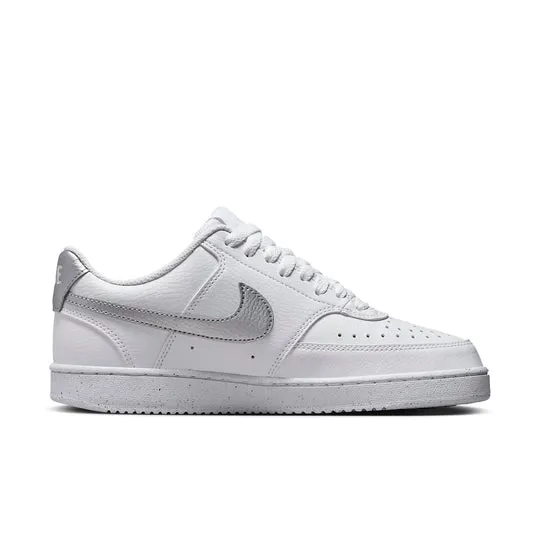 Nike Women's Court Vision Low Shoes - White / Metallic Silver