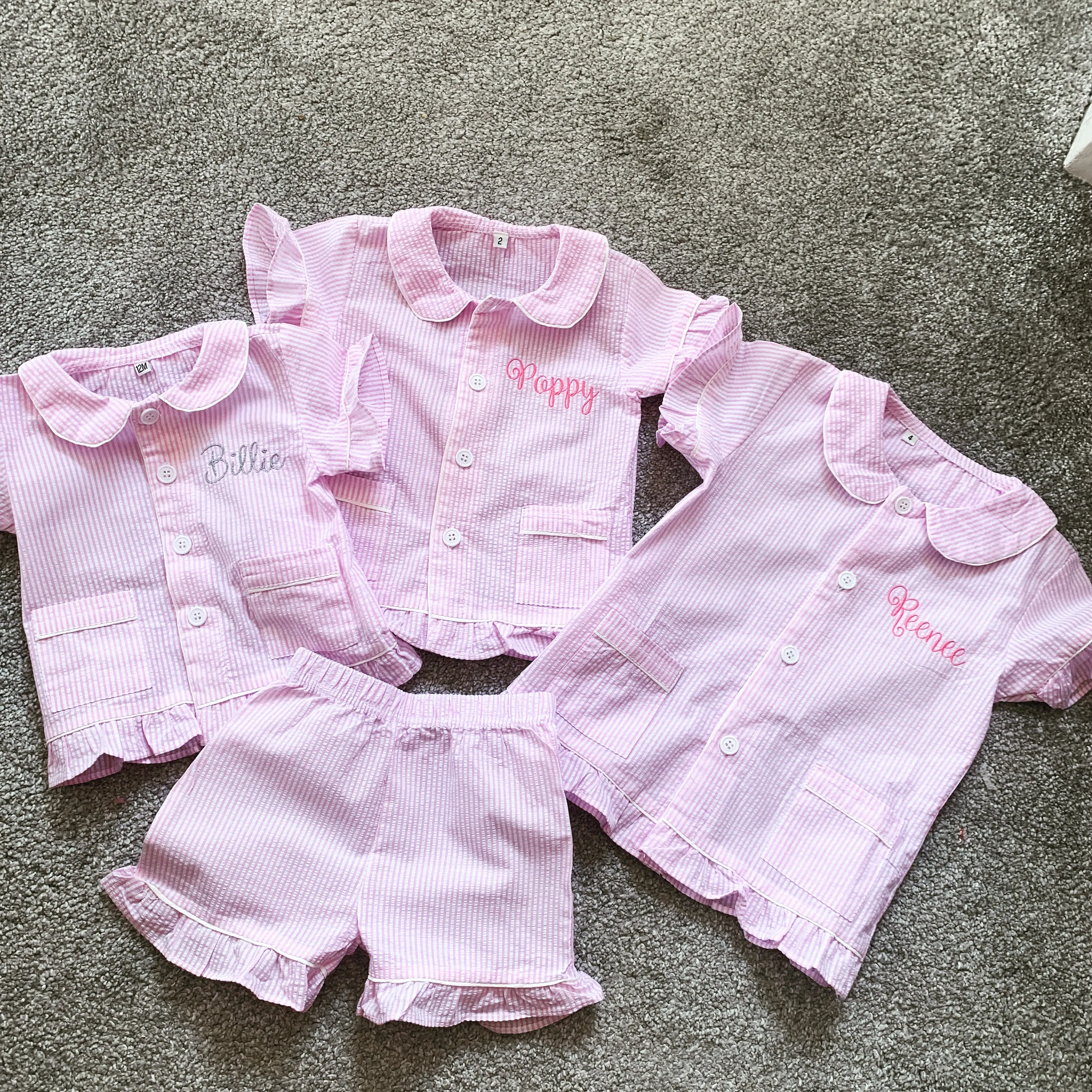 Pink ruffle short pyjamas