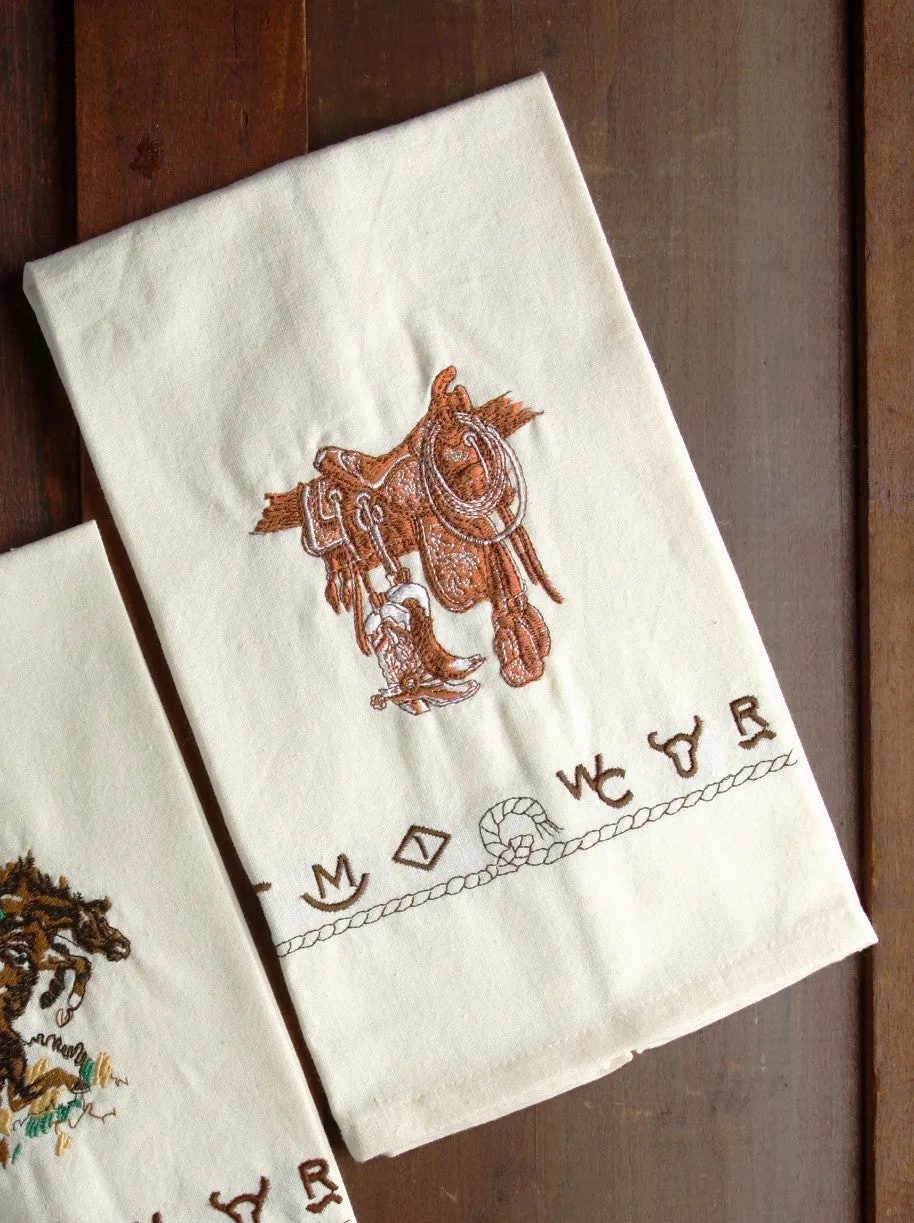 "Boots & Saddle" 100% Cotton Embroidered Kitchen Towel