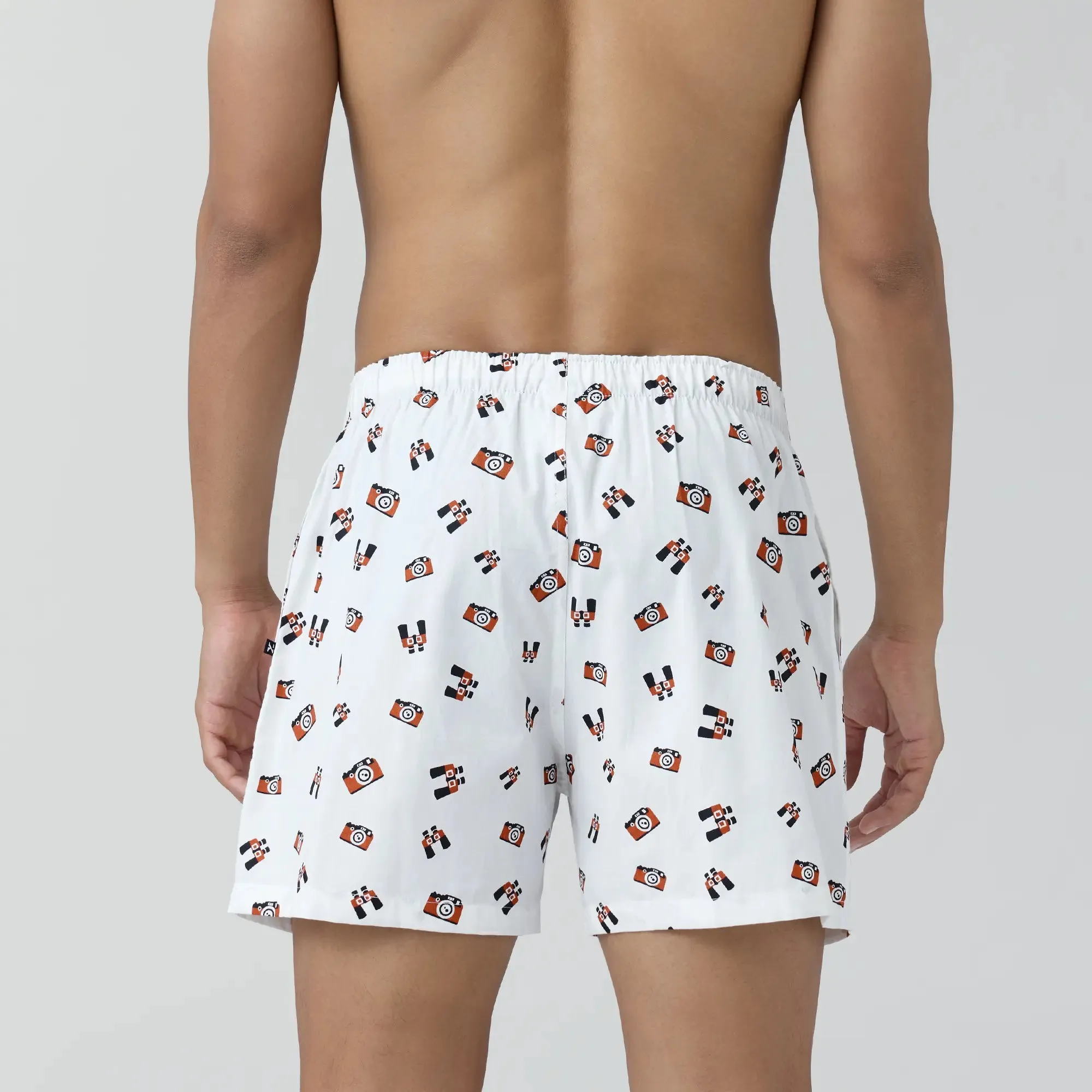 Remix Cotton Boxers Camera White