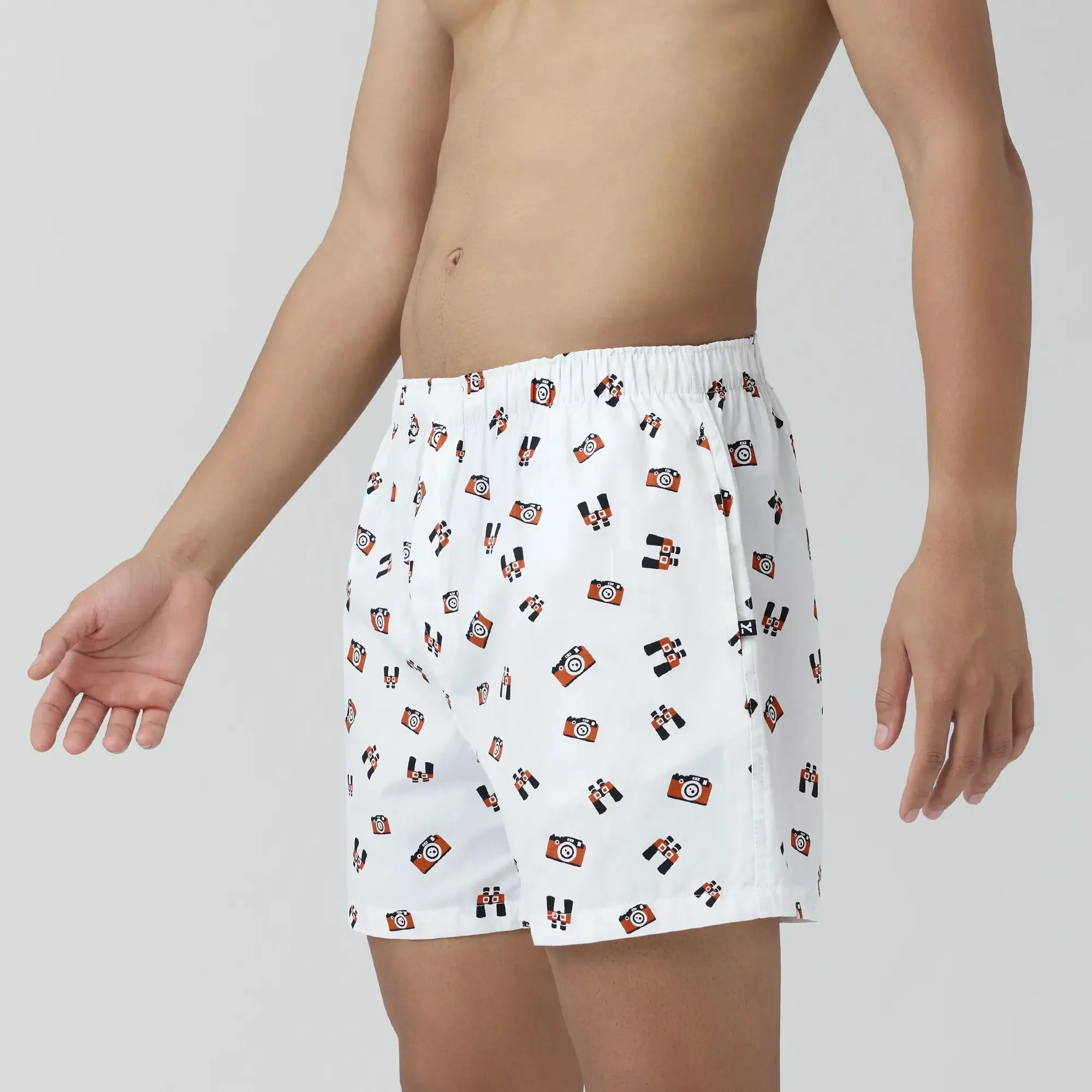 Remix Cotton Boxers Camera White