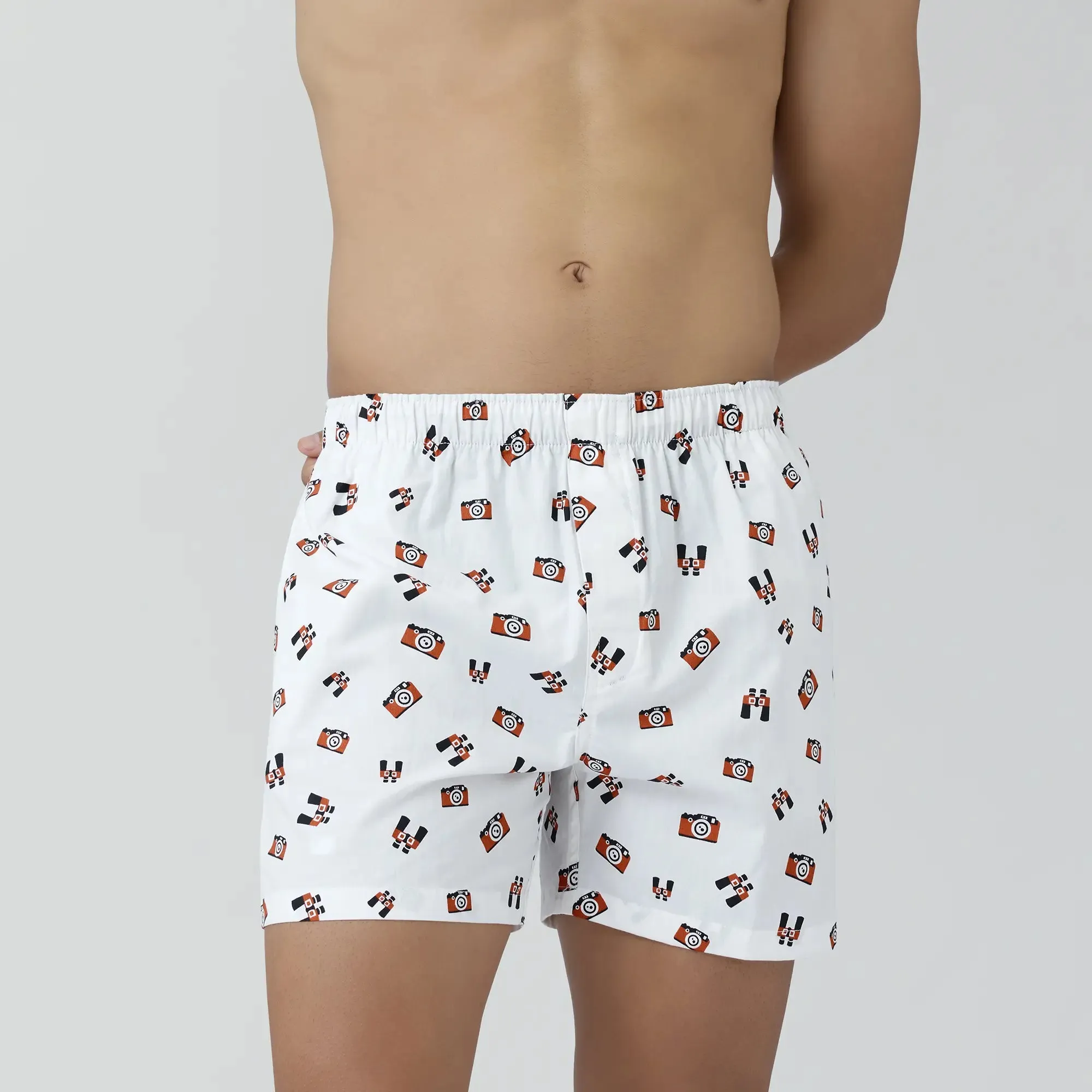 Remix Cotton Boxers Camera White