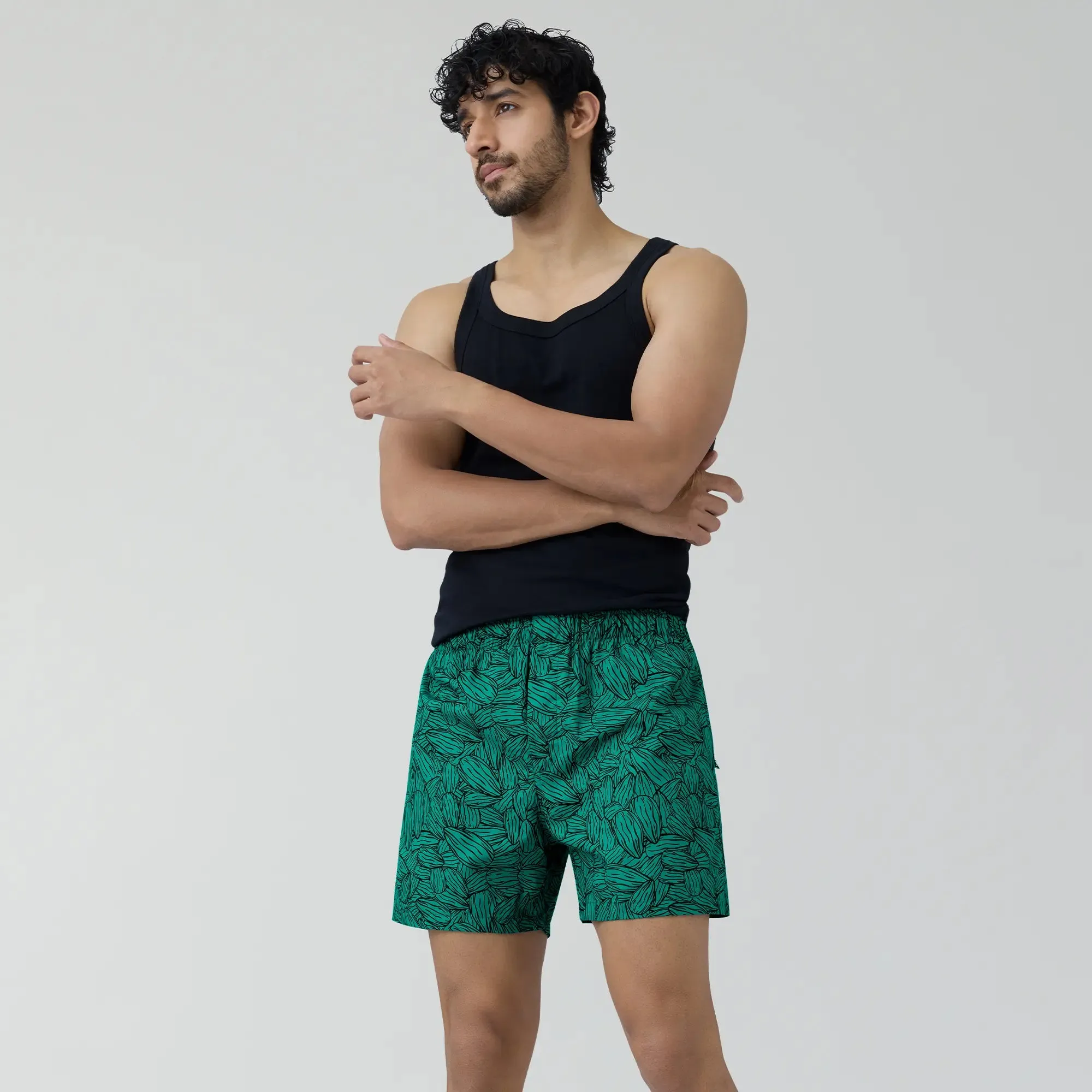 Remix Cotton Boxers Nutty Green