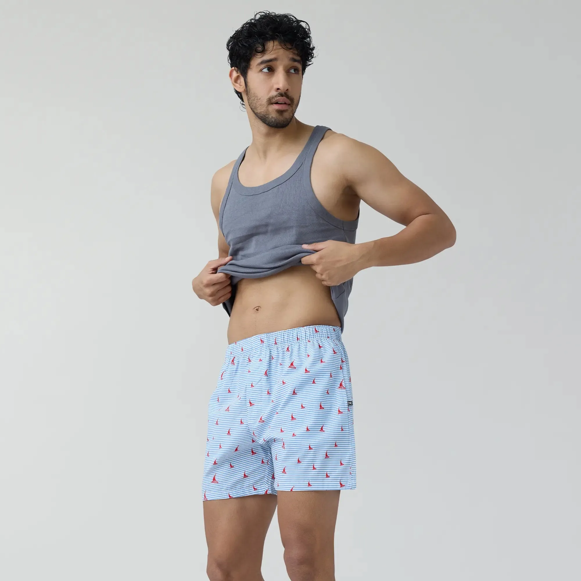 Remix Cotton Boxers Sailor Blue