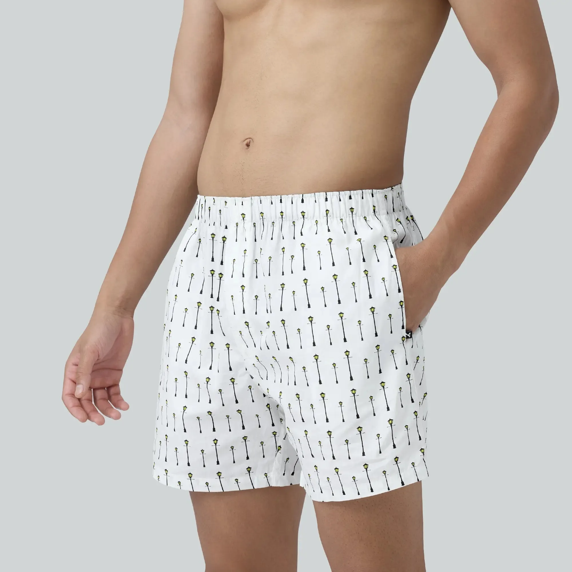 Remix Cotton Boxers Streetlight White