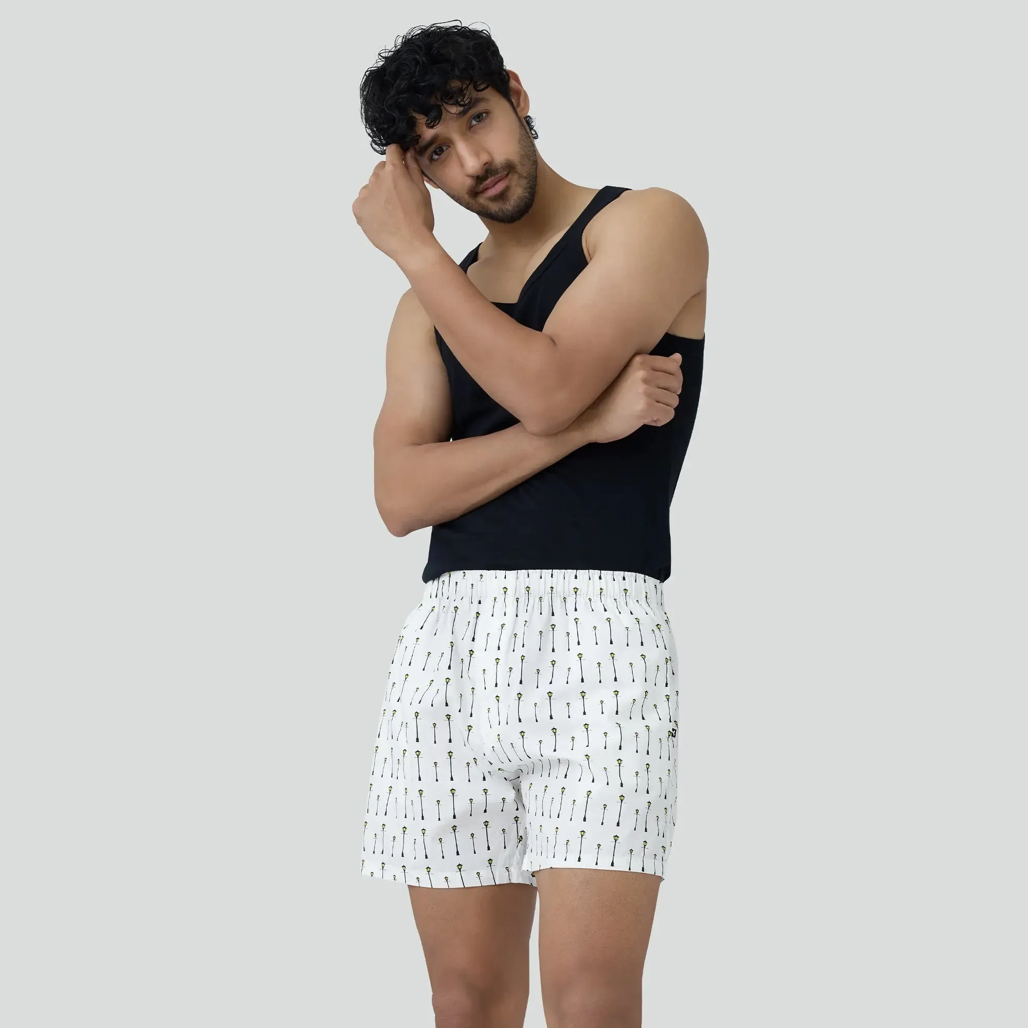 Remix Cotton Boxers Streetlight White