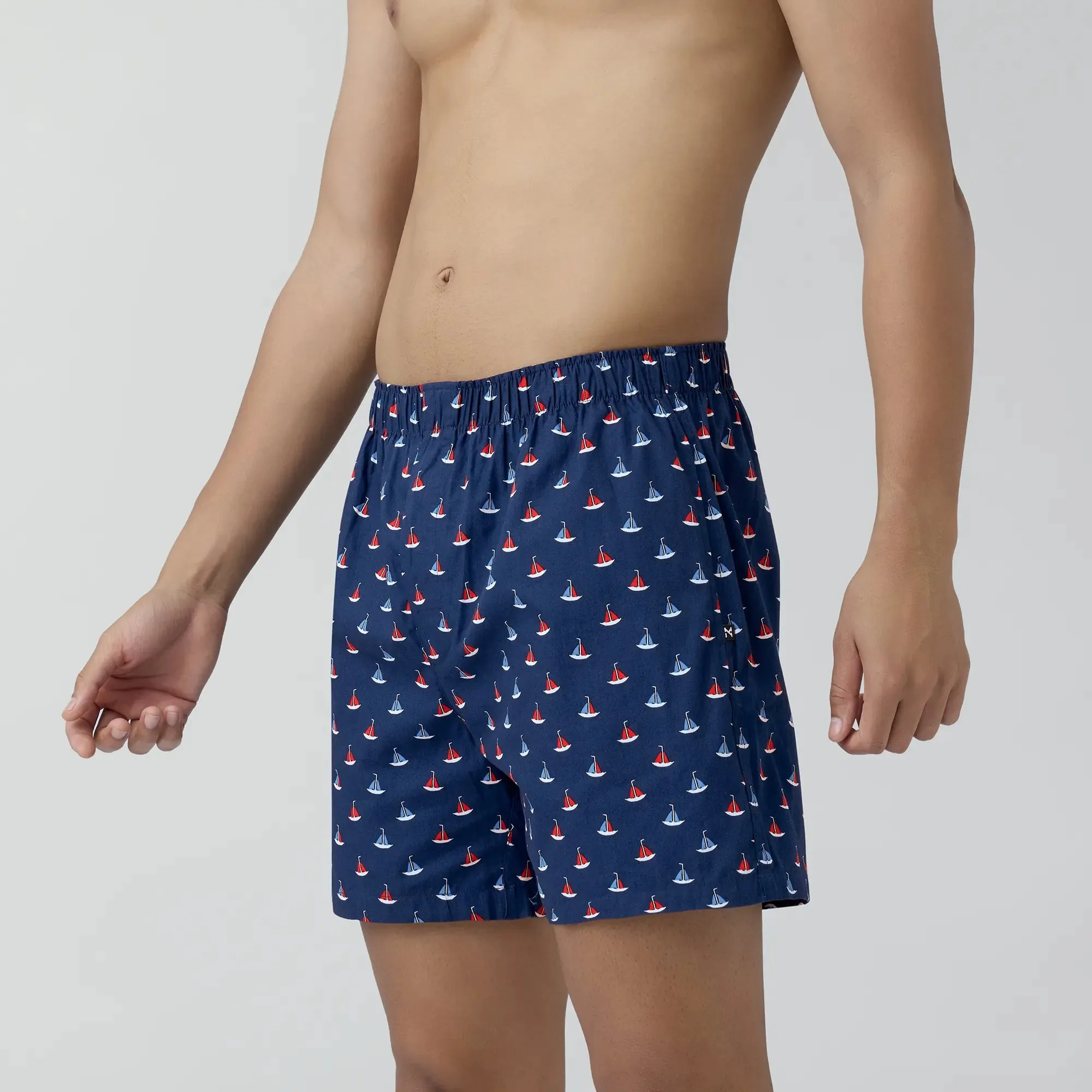 Remix Cotton Boxers Yacht Blue