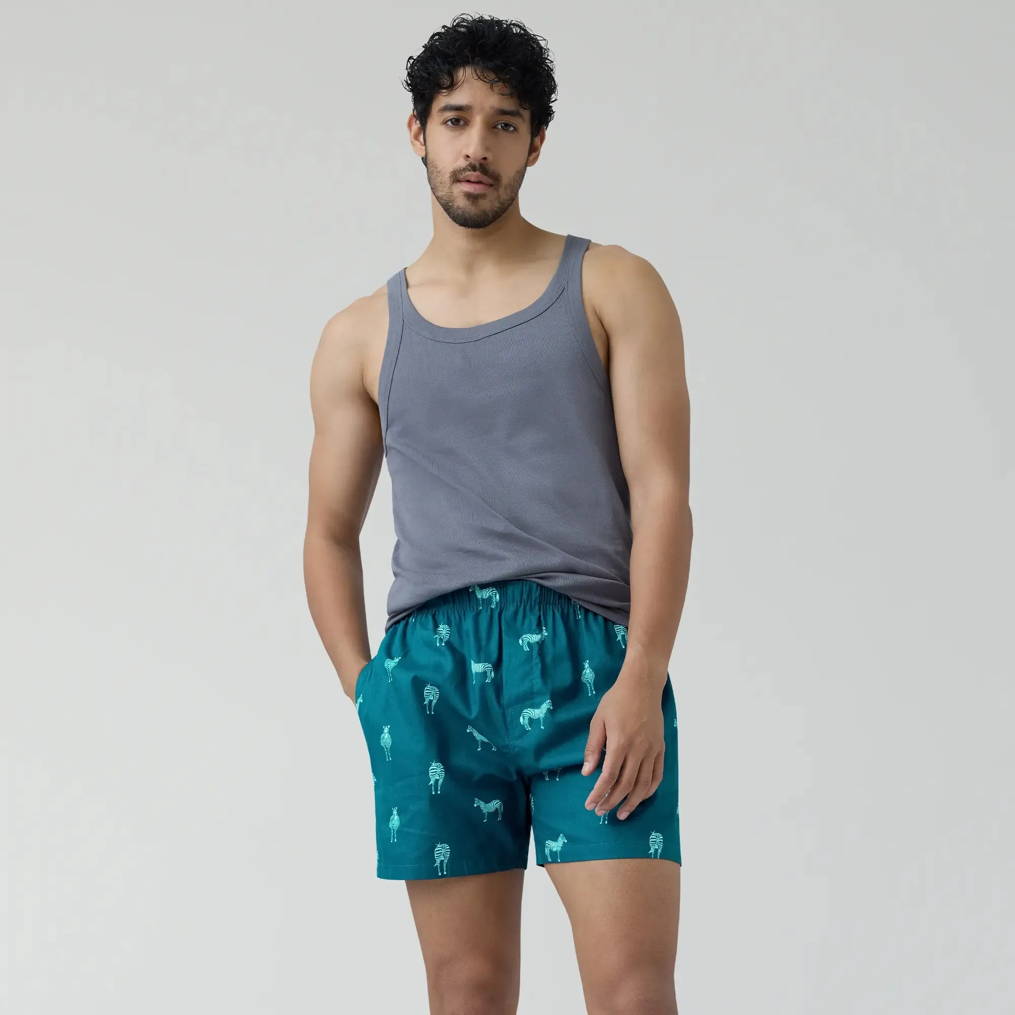 Remix Cotton Boxers Zebra Blue