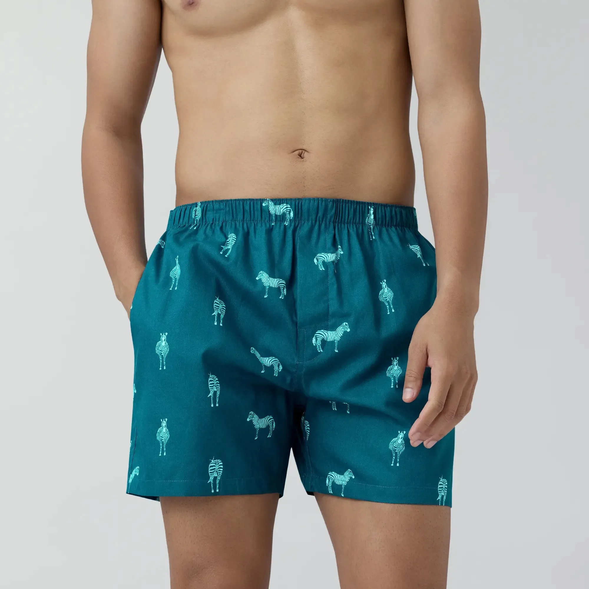 Remix Cotton Boxers Zebra Blue