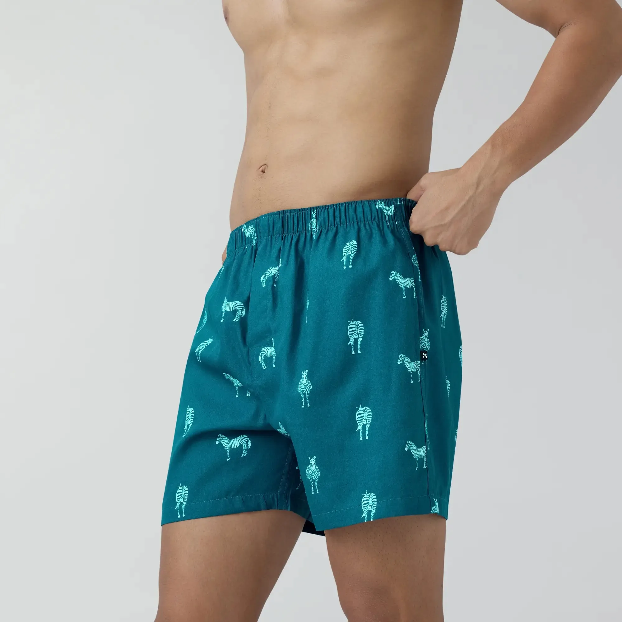 Remix Cotton Boxers Zebra Blue