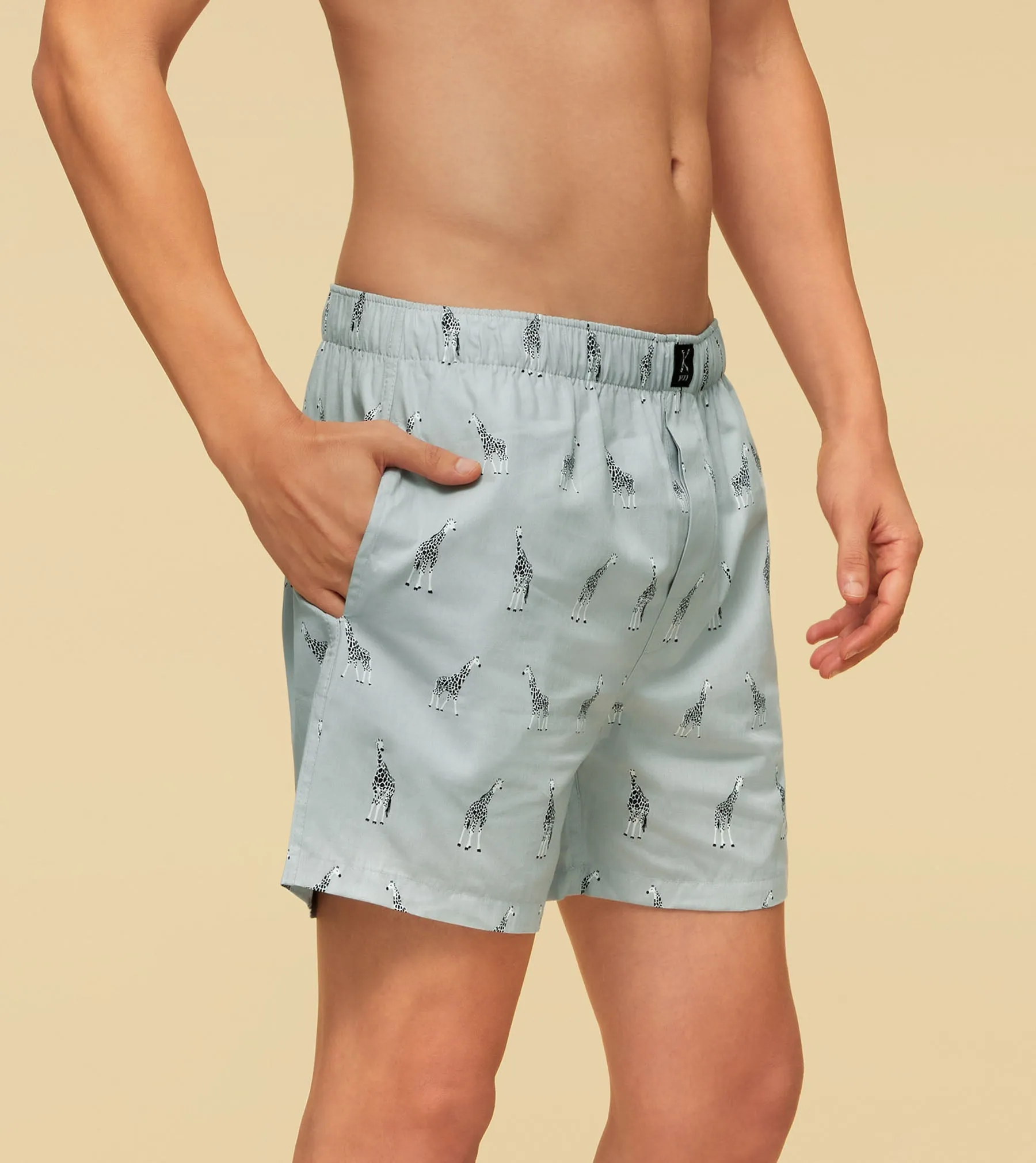 Savanna Cotton Boxers Giraffe Grey