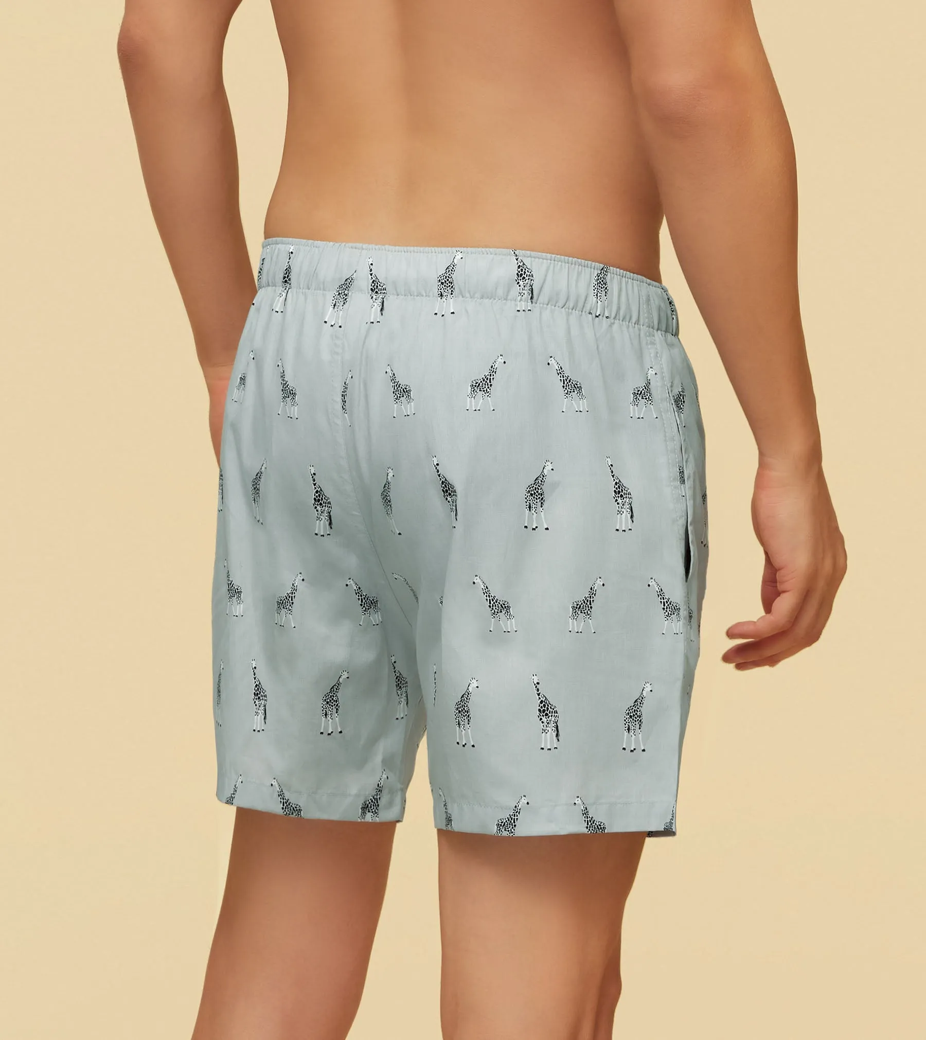 Savanna Cotton Boxers Giraffe Grey