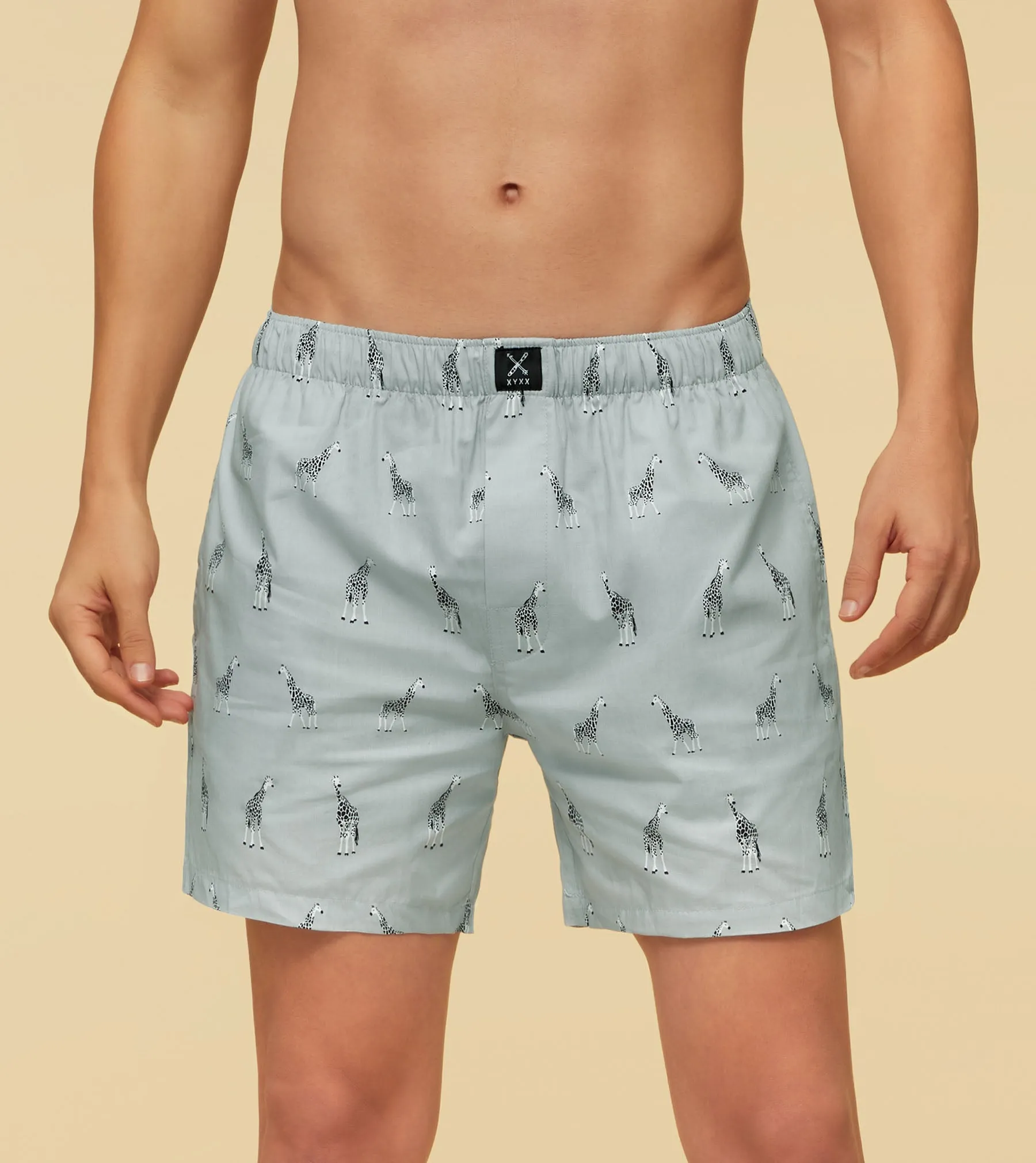 Savanna Cotton Boxers Giraffe Grey