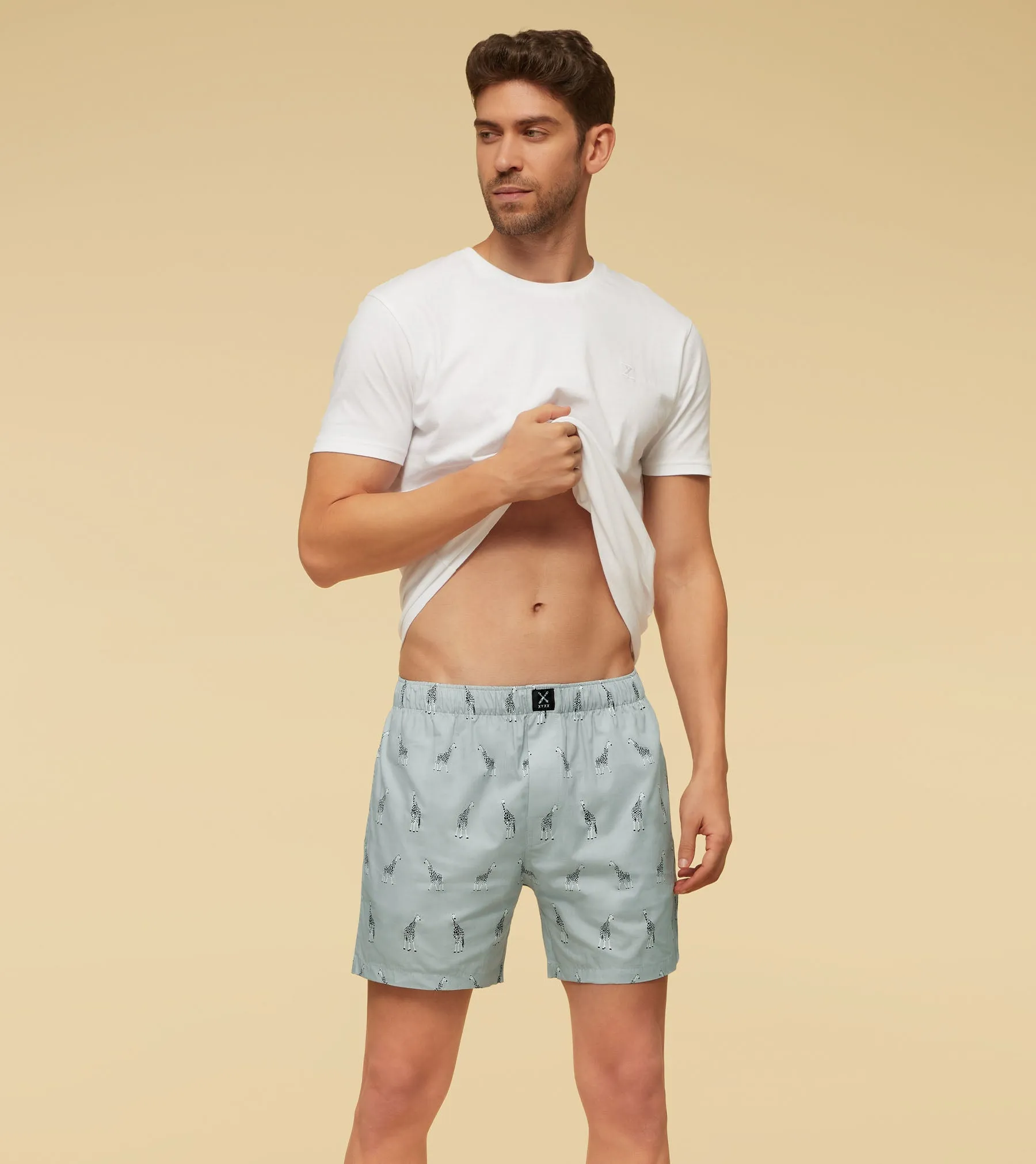 Savanna Cotton Boxers Giraffe Grey