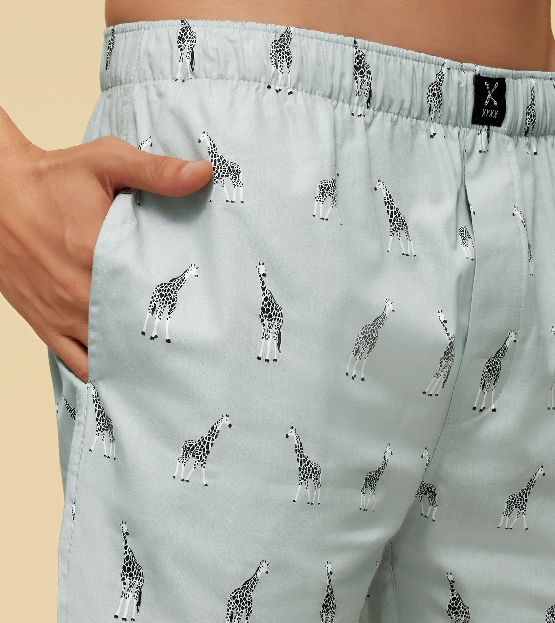 Savanna Cotton Boxers Giraffe Grey