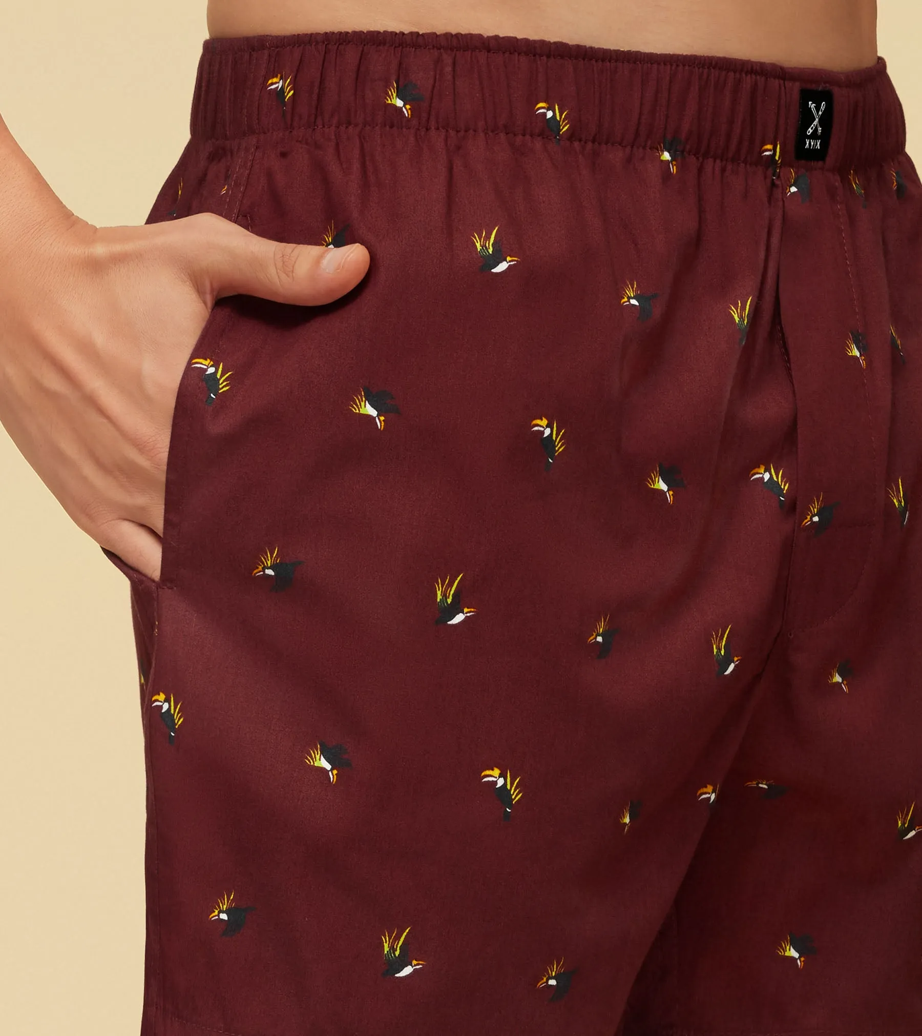 Savanna Cotton Boxers Hornbill Maroon