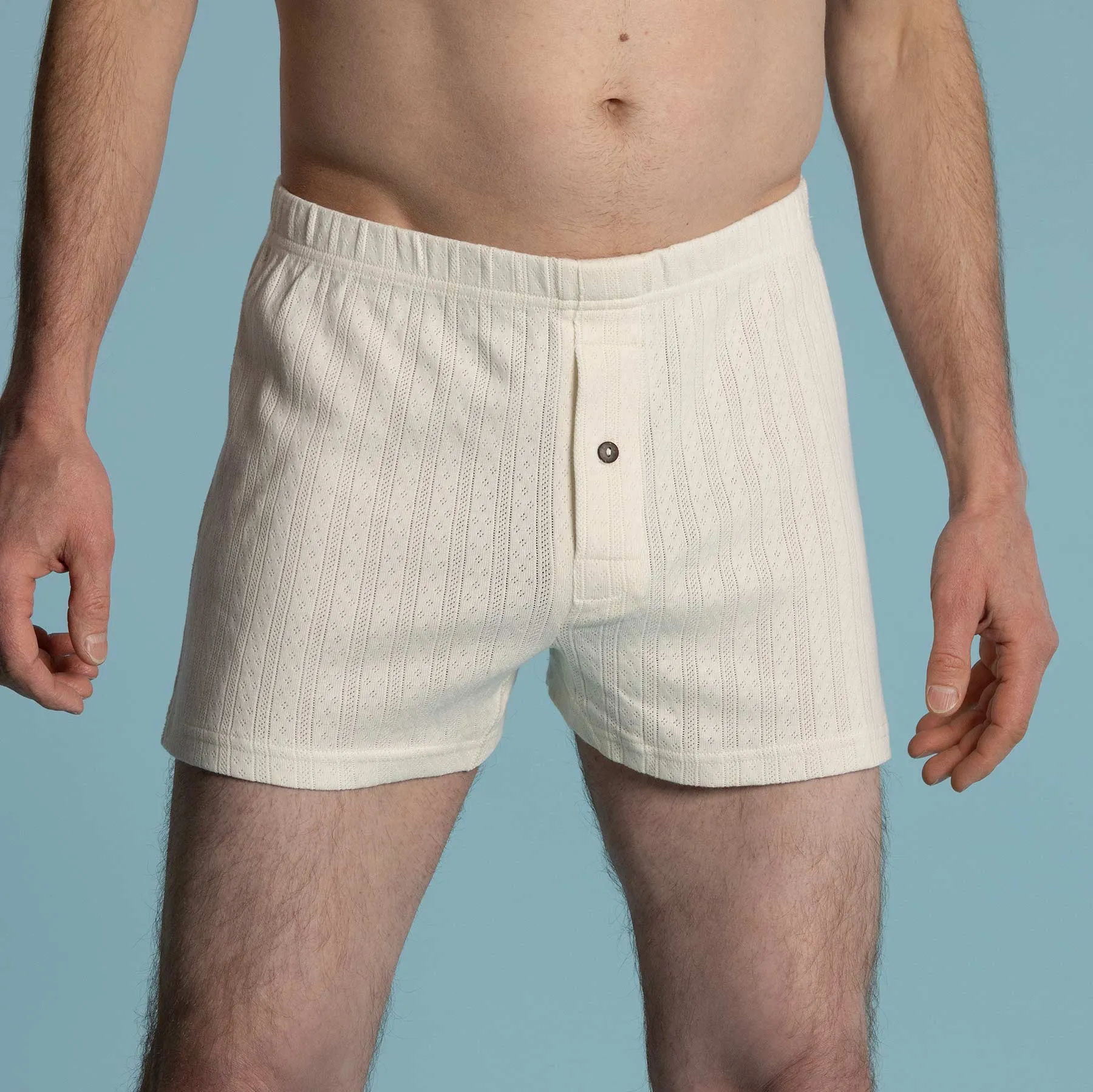 SHAUN 100% Organic Cotton Luxury Jacquard Mesh Boxers (Coconut Button)