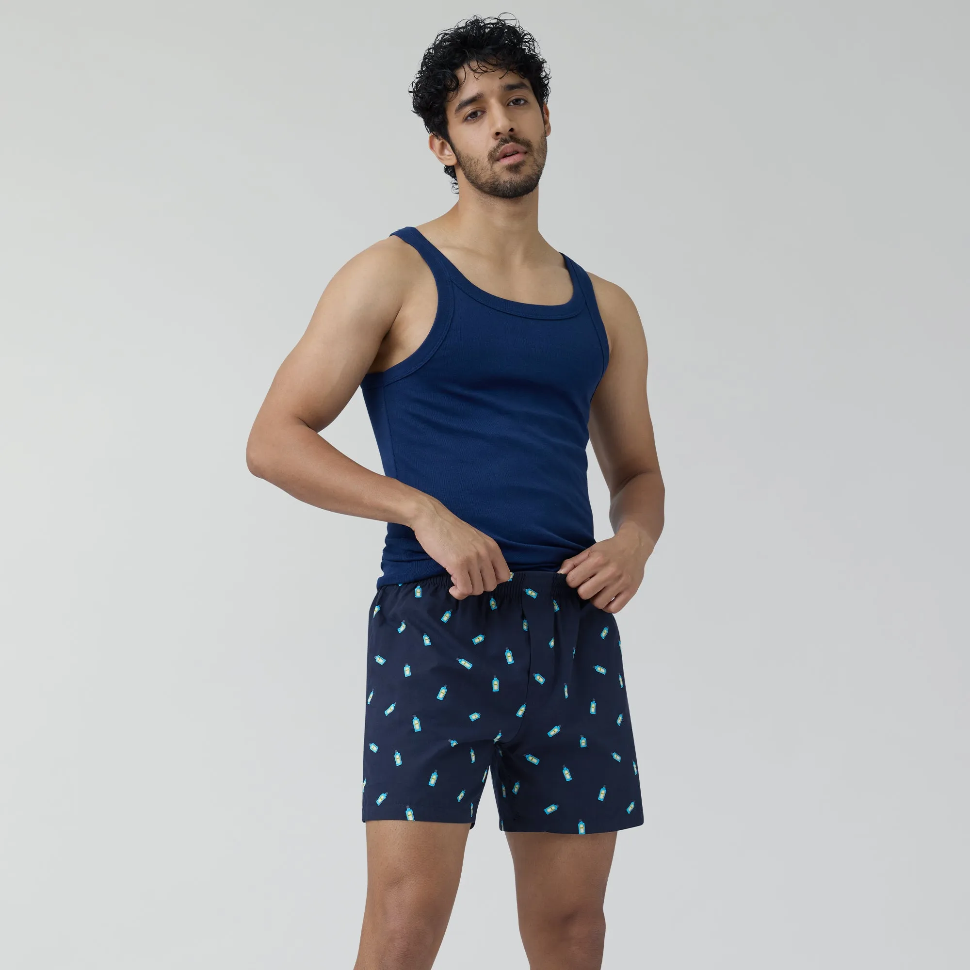 Splash Cotton Boxers - Gin Blue