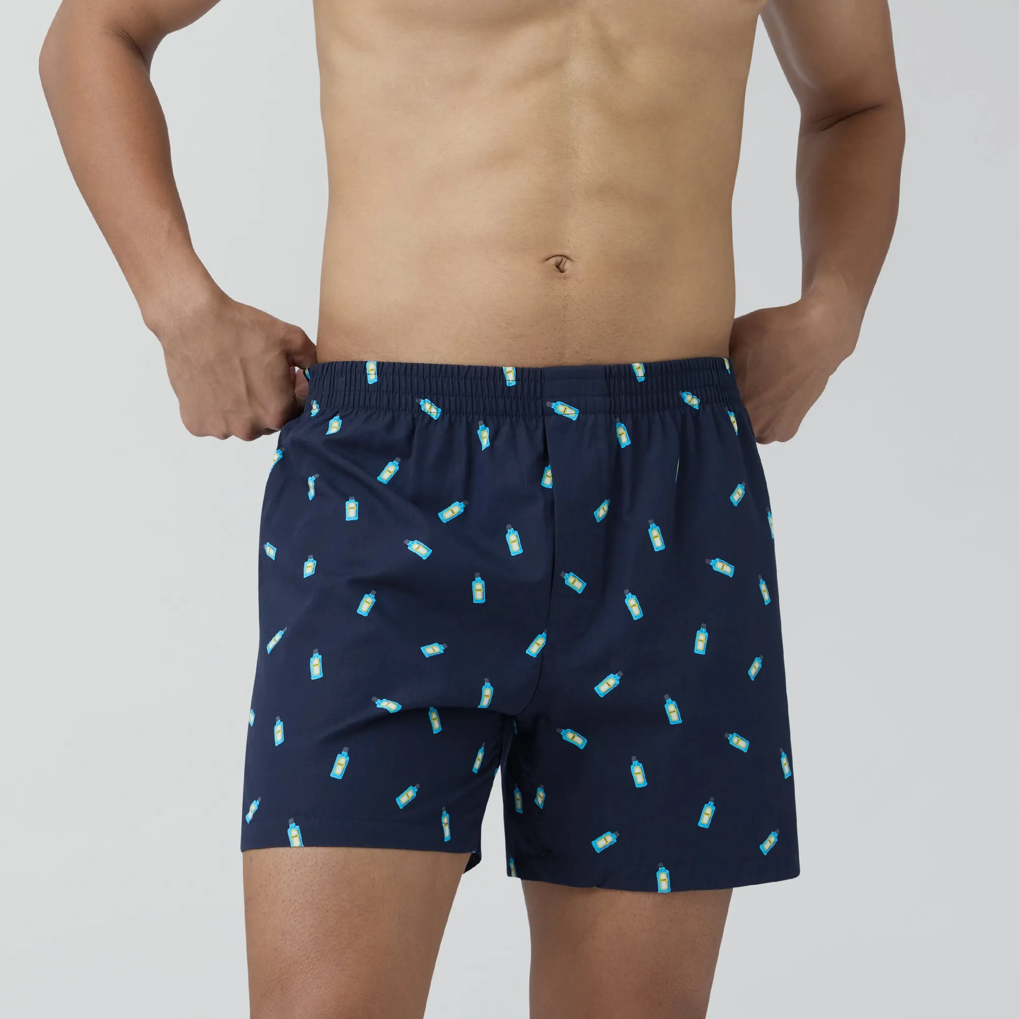 Splash Cotton Boxers - Gin Blue