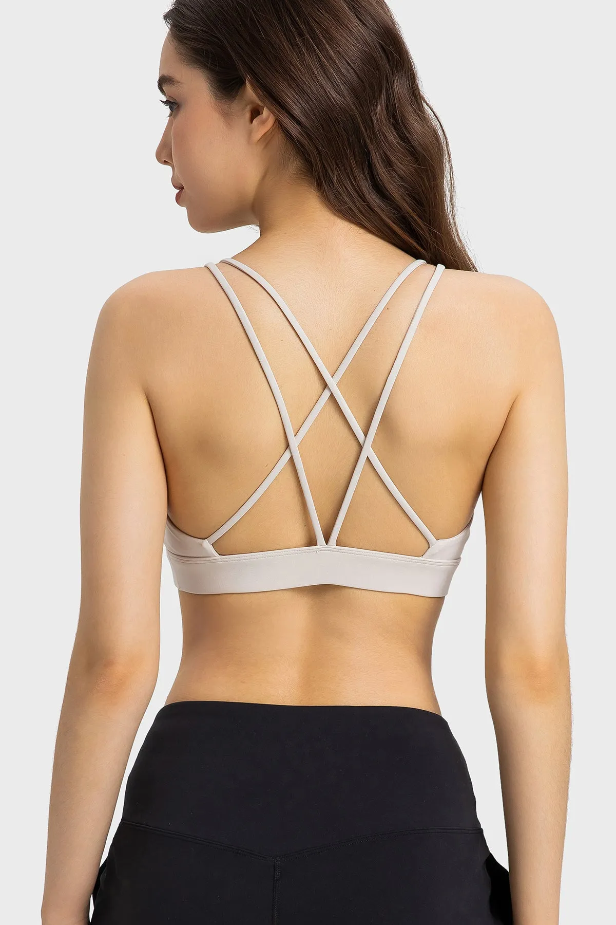 Sweetheart Neck Cross Back Sports Bra