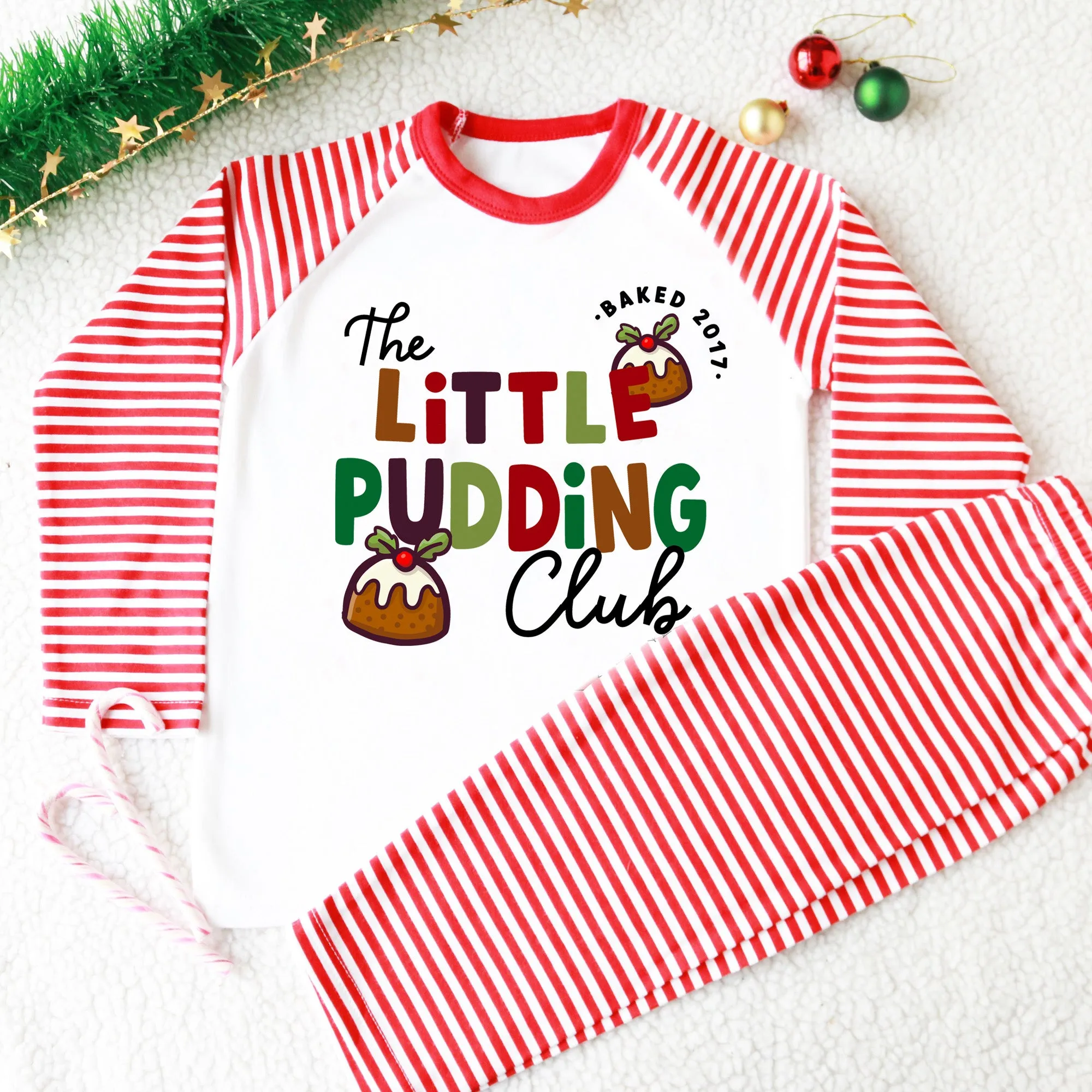 The Little Pudding club (personalised year) Christmas Kids Pyjamas