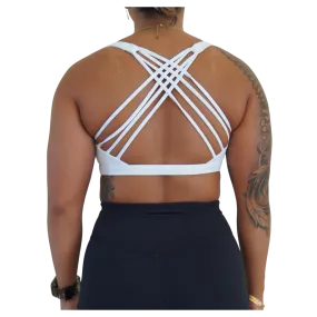 Thin Cross Back Sports Bra - White